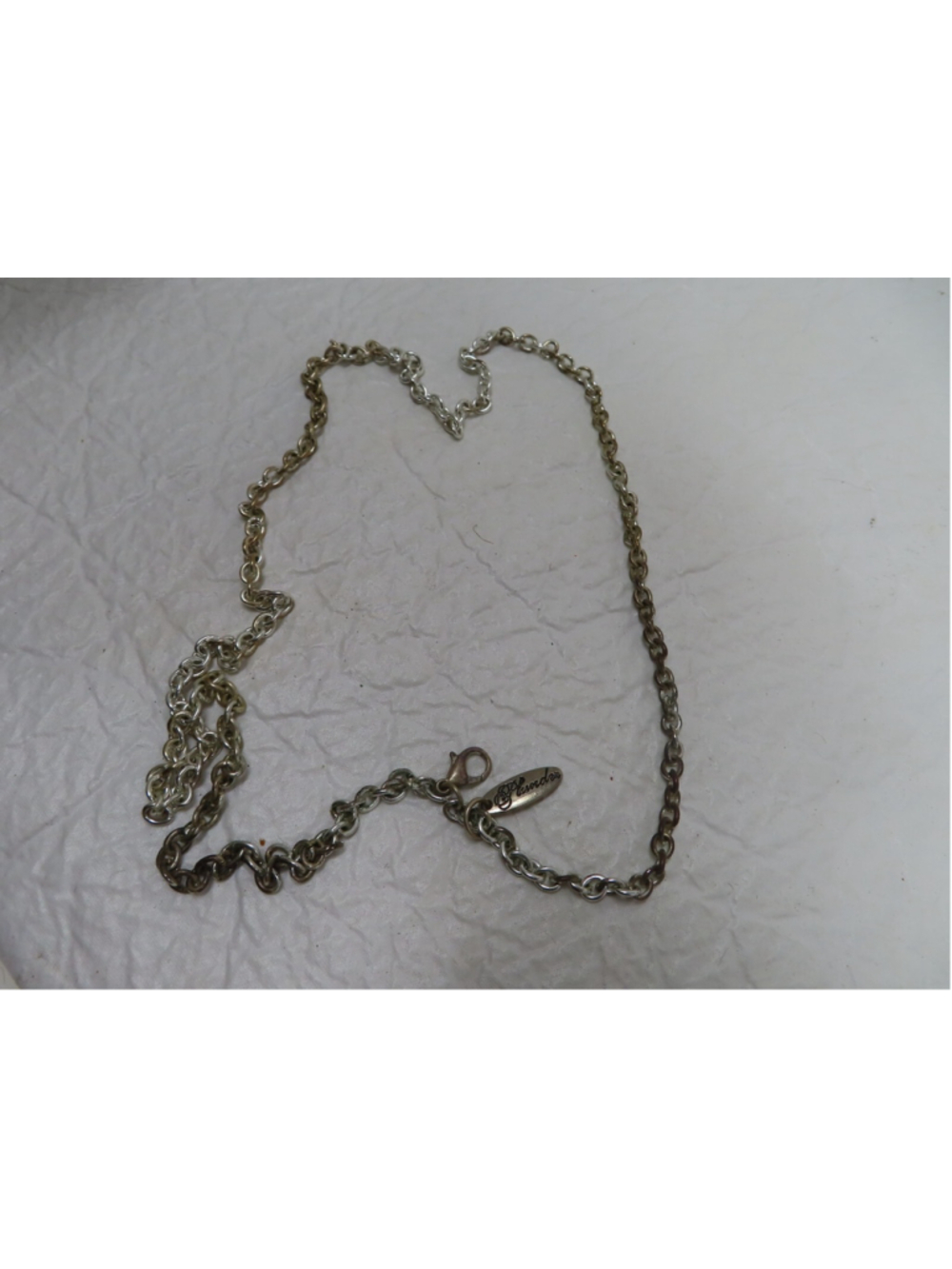 30" PLUNDER Silver tone Chain Necklace signed